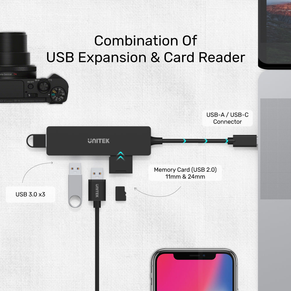 uHUB Q4+ 5 合 1 USB-C Hub (帶雙讀卡器)