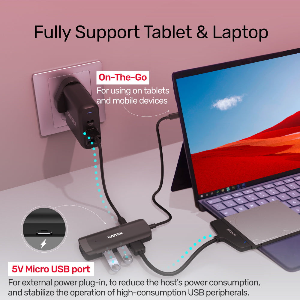 uHUB Q4+ 4 合 1 USB-C Hub (帶 HDMI 和外接電源口)