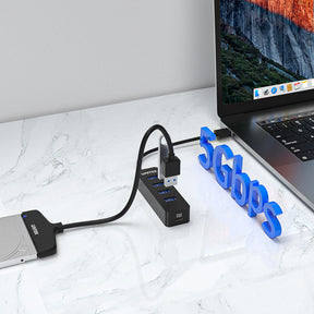 uHUB Q4 4接口 USB Hub  (帶 USB-C 外接電源口)