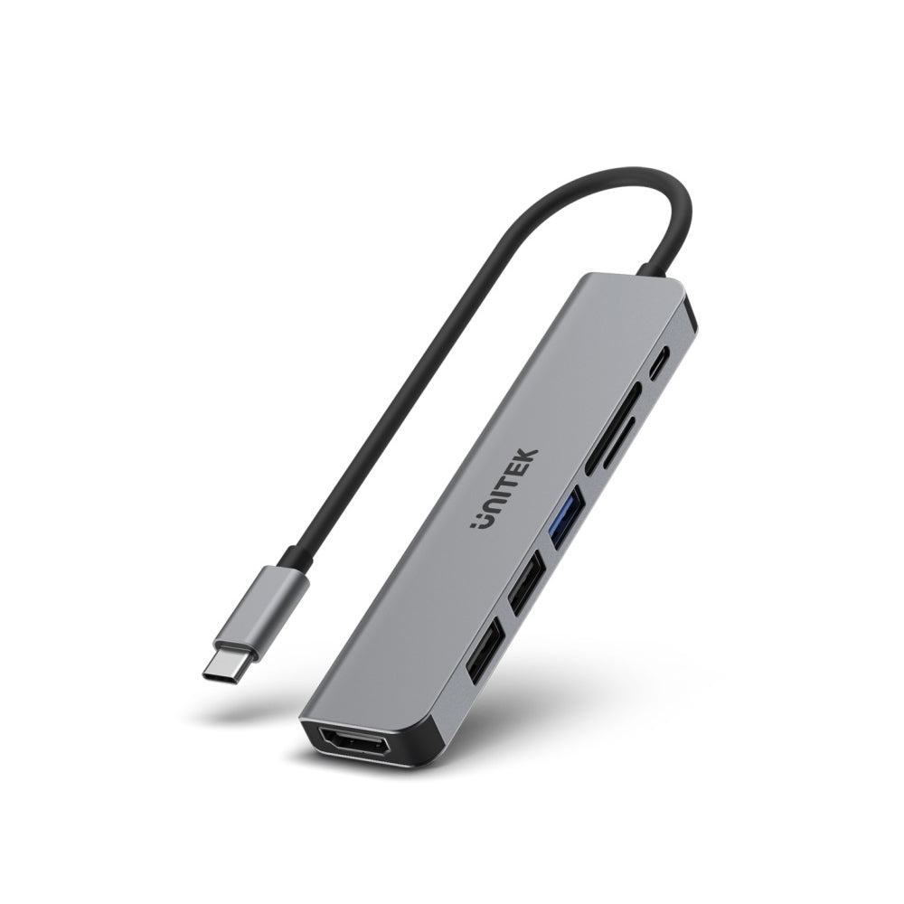 uHUB S7+ 7 合 1 超纖薄多媒體 USB-C Hub(支援5Gbps、4K HDMI和USB-PD 100W) | UNITEK