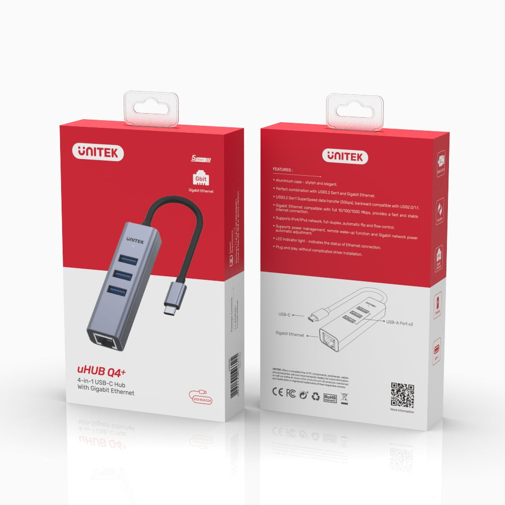 uHUB Q4+ 4-in-1 USB-C Ethernet Hub