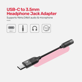 USB-C to 3.5mm Headphone Jack Adapter for Stereo Audio