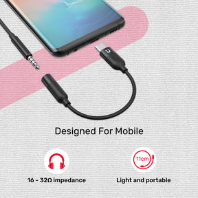 USB-C to 3.5mm Headphone Jack Adapter for Stereo Audio