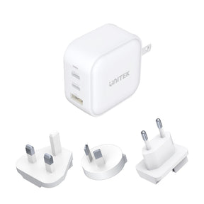 TRAVEL TRI GaN 3 Ports 66W Charger with USB PD and QC 3.0 (Travel Charger)