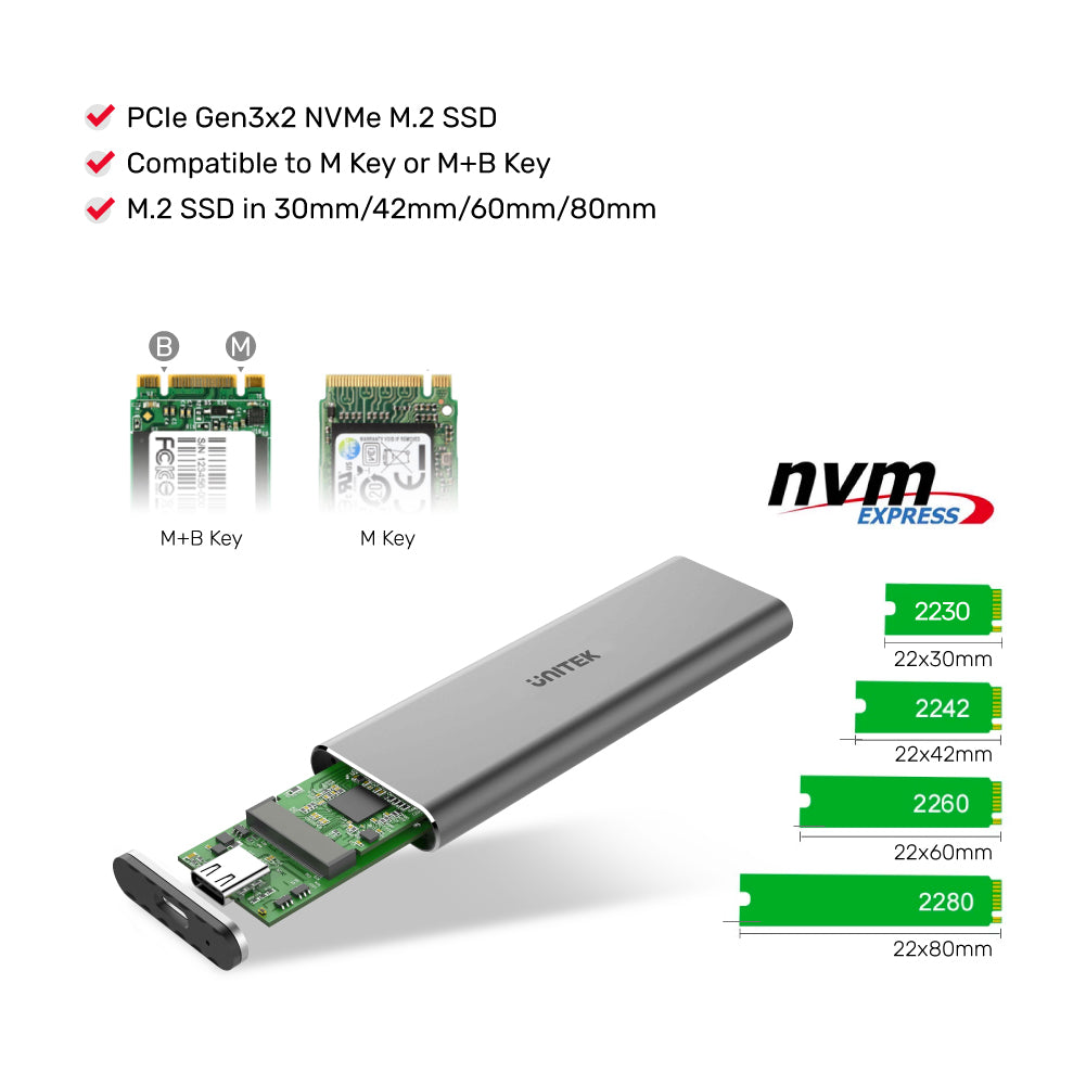 USB-C 轉 NVMe M.2 SSD 10Gbps 超纖薄硬碟盒