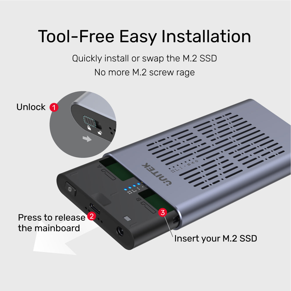 SolidForce 雙槽 USB-C 轉 NVMe M.2 10Gbps 硬碟盒