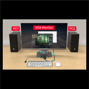 Full HD 1080P VGA KVM Switch 2 In 1 Out