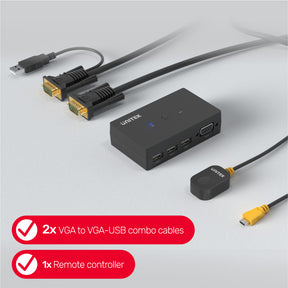 Full HD 1080P VGA KVM Switch 2 In 1 Out