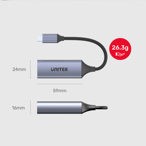 2 合 1 USB-C 轉千兆位乙太網轉接器 (配有USB-C PD 快速充電接口)