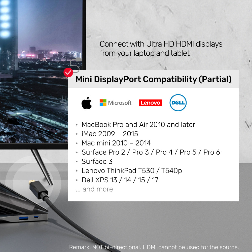 4K 30Hz Mini DisplayPort 轉 HDMI 影音線