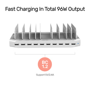 96W 10 Ports USB Charger Docking Station