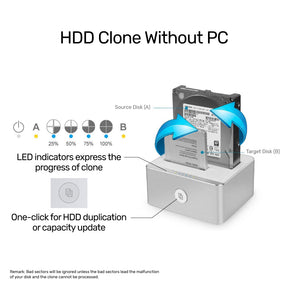 USB 3.0 to SATA III Dual Bay HDD/ SSD Docking Station with Offline Clone