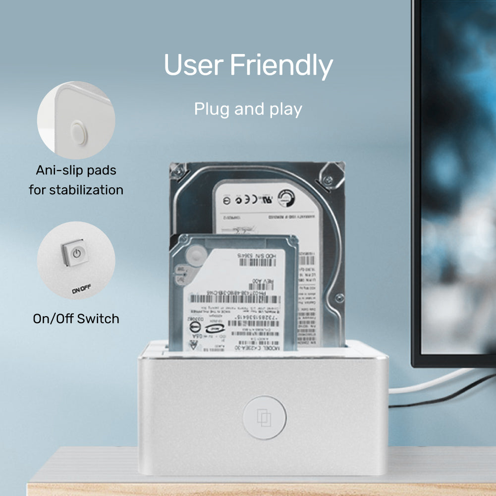 USB 3.0 to SATA III Dual Bay HDD/ SSD Docking Station with Offline Clone