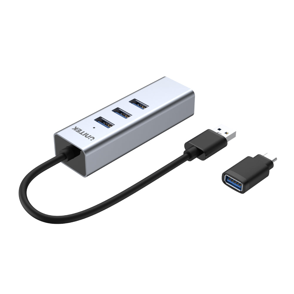 4-in-1 USB 3.0 Ethernet Hub with USB-C Adapter