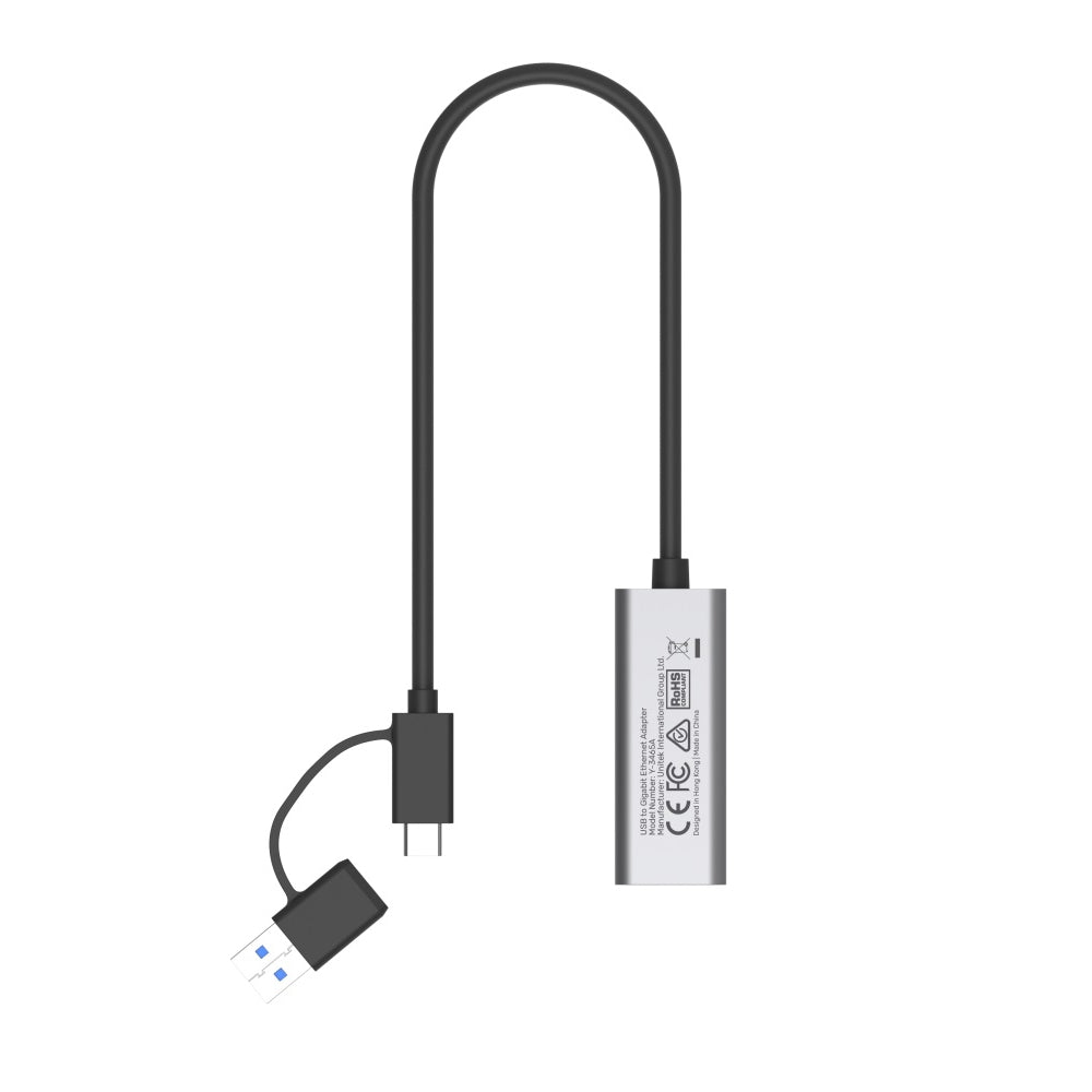 USB-C/A轉千兆位乙太網轉接器