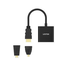 HDMI 轉 VGA 轉接器 (亦適用於 Micro HDMI 及 Mini HDMI；配備 3.5mm 音訊接口)