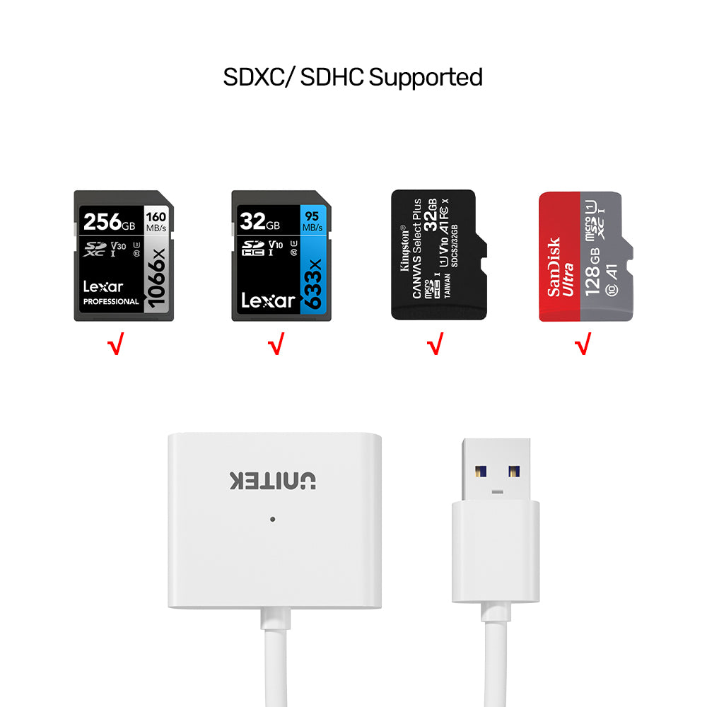 USB 3.0 2 Ports Memory Card Reader 