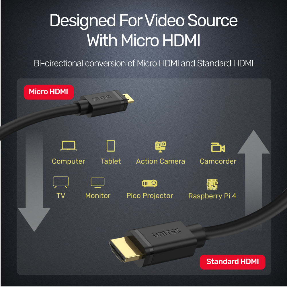 4K 60Hz Micro HDMI 轉 HDMI 影音線