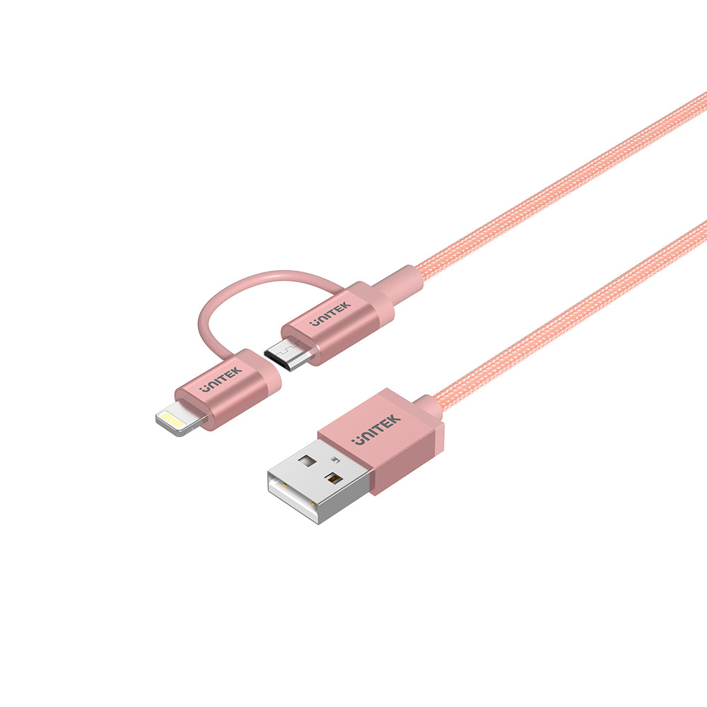 2-in-1 USB 2.0 to Micro USB Multi Charging Cable with Lightning Adapter