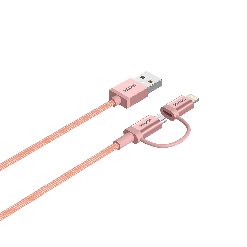 2-in-1 USB 2.0 to Micro USB Multi Charging Cable with Lightning Adapter