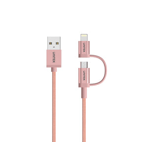 2-in-1 USB 2.0 to Micro USB Multi Charging Cable with Lightning Adapter