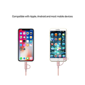2-in-1 USB 2.0 to Micro USB Multi Charging Cable with Lightning Adapter