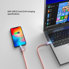 2-in-1 USB 2.0 to Micro USB Multi Charging Cable with Lightning Adapter