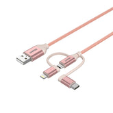MFi 3 合 1 USB 2.0 轉 Micro USB 通用充電傳輸線配 Lightning 及 USB-C 轉接器
