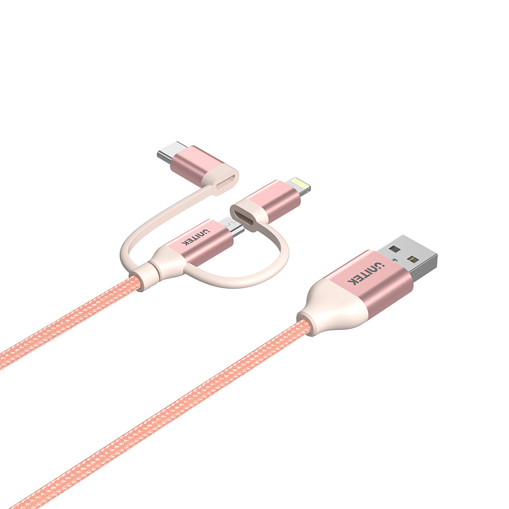 3-in-1 USB 2.0 to Micro USB Multi Charging Cable with USB-C/ Lightning Adapter