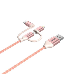 MFi 3 合 1 USB 2.0 轉 Micro USB 通用充電傳輸線配 Lightning 及 USB-C 轉接器