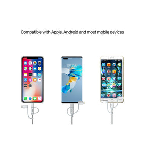 3-in-1 USB 2.0 to Micro USB Multi Charging Cable with USB-C/ Lightning Adapter