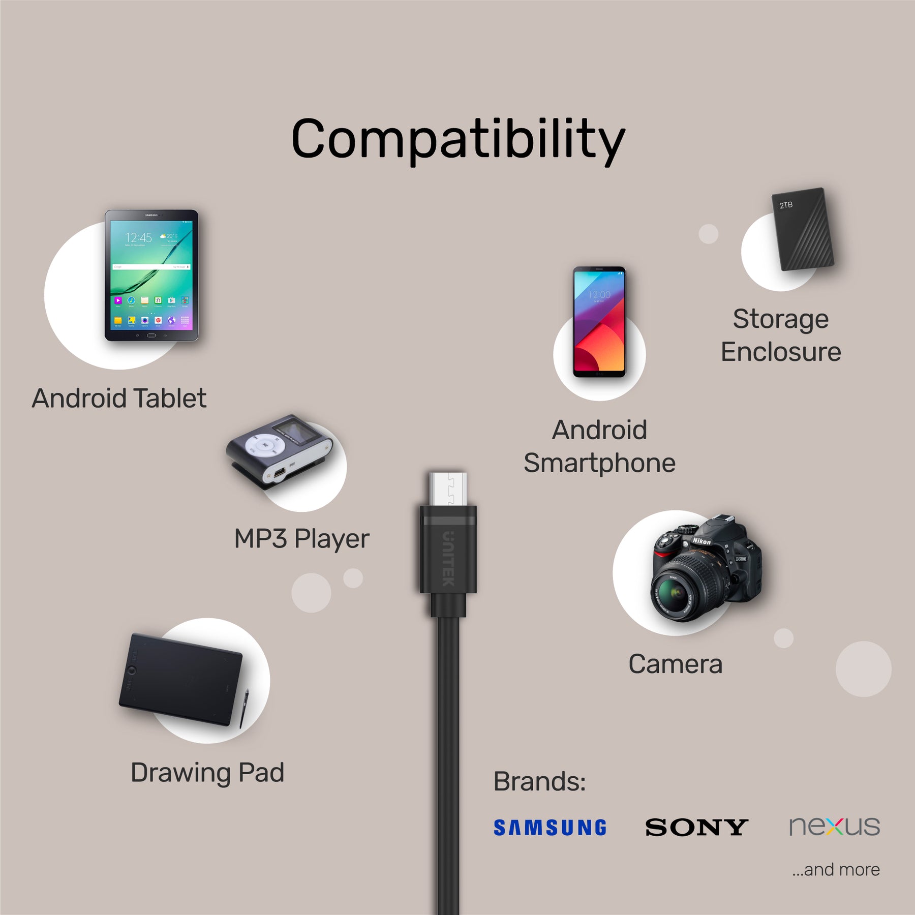 USB-C to Micro USB Charging Cable with Data (USB 2.0)