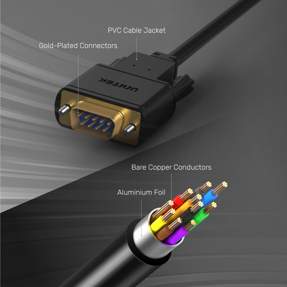 DB9 9 Pin 直通 Serial RS232 串口延長線